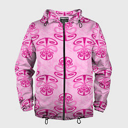 Ветровка с капюшоном мужская Розовый орнамент, цвет: 3D-черный
