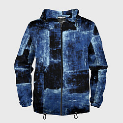 Ветровка с капюшоном мужская Синий абстракт, цвет: 3D-черный