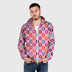 Ветровка с капюшоном мужская Вкусные пончики, цвет: 3D-белый — фото 2