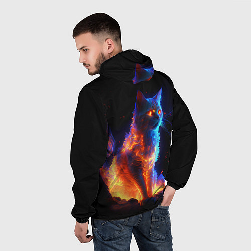 Мужская ветровка Огненная кошка / 3D-Белый – фото 4