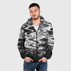 Ветровка с капюшоном мужская Чёрная вода паттерн, цвет: 3D-черный — фото 2