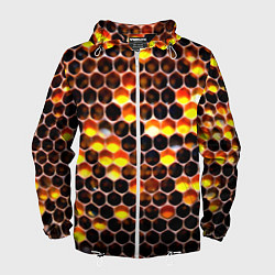 Ветровка с капюшоном мужская Медовые пчелиные соты, цвет: 3D-белый