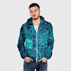 Ветровка с капюшоном мужская Компьютерная плата, цвет: 3D-белый — фото 2