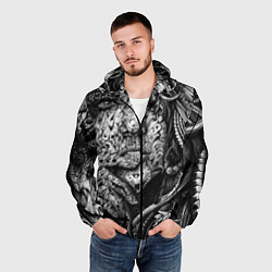 Ветровка с капюшоном мужская Девушка монохром, цвет: 3D-черный — фото 2