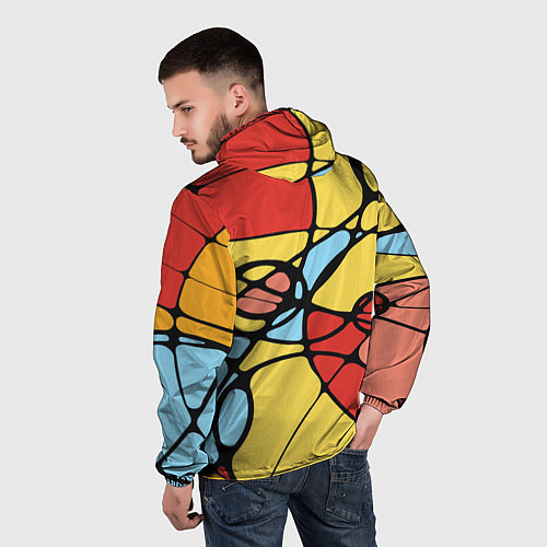 Мужская ветровка Яркий абстрактный узор из цветных овалов и плавных / 3D-Черный – фото 4