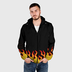Ветровка с капюшоном мужская Горящее пламя, цвет: 3D-черный — фото 2