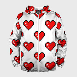 Мужская ветровка Сердца в стиле пиксель-арт