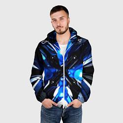 Ветровка с капюшоном мужская Digital abstract fractal, цвет: 3D-белый — фото 2