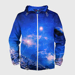 Ветровка с капюшоном мужская Бескрайний космос, цвет: 3D-белый