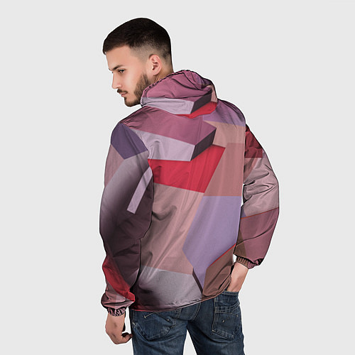 Мужская ветровка Розовое абстрактное множество кубов / 3D-Черный – фото 4