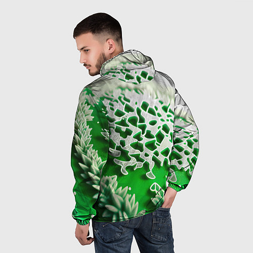 Мужская ветровка Узор зелени-арт / 3D-Белый – фото 4