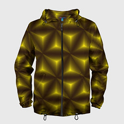Ветровка с капюшоном мужская Желтые треугольники, цвет: 3D-черный