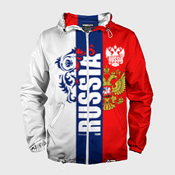 Ветровка с капюшоном мужская Russia national team: white blue red, цвет: 3D-белый