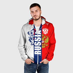 Ветровка с капюшоном мужская Russia national team: white blue red, цвет: 3D-белый — фото 2