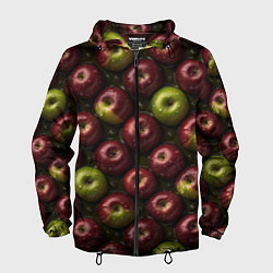Ветровка с капюшоном мужская Сочная текстура из яблок, цвет: 3D-черный