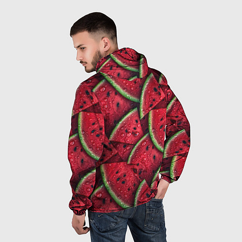 Мужская ветровка Сочная текстура из долек арбуза / 3D-Белый – фото 4