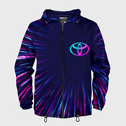 Ветровка с капюшоном мужская Toyota neon speed lines, цвет: 3D-черный