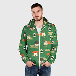 Ветровка с капюшоном мужская Chicken gun battle, цвет: 3D-белый — фото 2