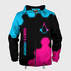 Мужская ветровка Assassins Creed - neon gradient: надпись, символ