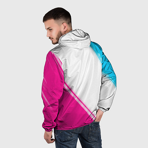 Мужская ветровка Coldplay neon gradient style: надпись, символ / 3D-Черный – фото 4