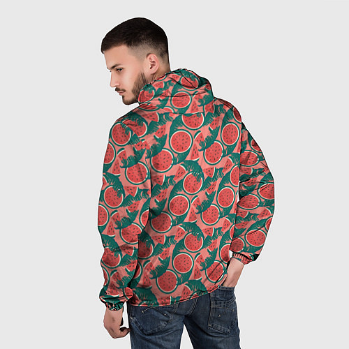Мужская ветровка Летний паттерн с арбузами / 3D-Белый – фото 4