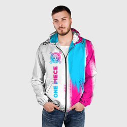 Ветровка с капюшоном мужская One Piece neon gradient style: по-вертикали, цвет: 3D-черный — фото 2