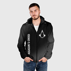 Ветровка с капюшоном мужская Assassins Creed glitch на темном фоне: надпись, си, цвет: 3D-черный — фото 2
