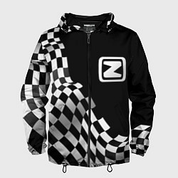 Ветровка с капюшоном мужская Zotye racing flag, цвет: 3D-черный