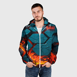 Ветровка с капюшоном мужская Лавовые наносоты, цвет: 3D-белый — фото 2