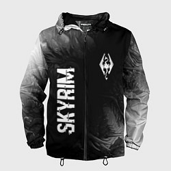 Мужская ветровка Skyrim glitch на темном фоне: надпись, символ