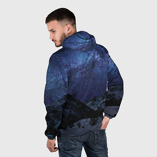 Мужская ветровка Снежные горы и космос / 3D-Белый – фото 4