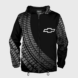 Ветровка с капюшоном мужская Chevrolet tire tracks, цвет: 3D-черный
