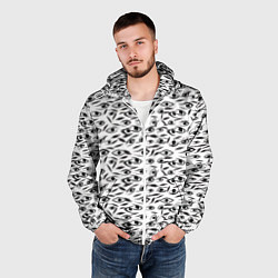 Ветровка с капюшоном мужская Море глаз на белом фоне, цвет: 3D-белый — фото 2