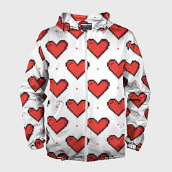 Ветровка с капюшоном мужская Pixel heart, цвет: 3D-белый