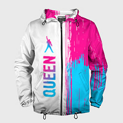 Ветровка с капюшоном мужская Queen neon gradient style: по-вертикали, цвет: 3D-черный