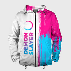 Ветровка с капюшоном мужская Demon Slayer neon gradient style: по-вертикали, цвет: 3D-черный