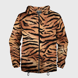 Ветровка с капюшоном мужская Полосатая шкура тигра, цвет: 3D-черный