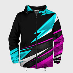 Ветровка с капюшоном мужская Спорт униформа - неон, цвет: 3D-черный