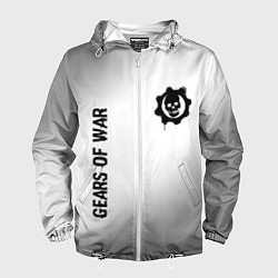 Ветровка с капюшоном мужская Gears of War glitch на светлом фоне: надпись, симв, цвет: 3D-белый