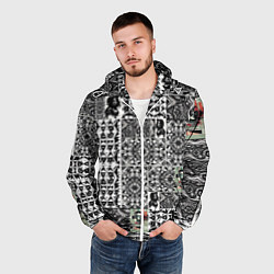Ветровка с капюшоном мужская Орнамент древних цивилизаций, цвет: 3D-белый — фото 2