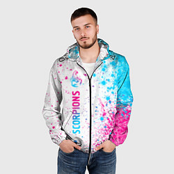 Ветровка с капюшоном мужская Scorpions neon gradient style: по-вертикали, цвет: 3D-черный — фото 2