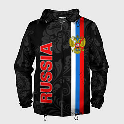 Ветровка с капюшоном мужская Russia black style, цвет: 3D-черный