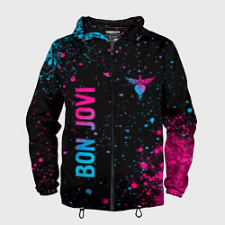Мужская ветровка Bon Jovi - neon gradient: надпись, символ