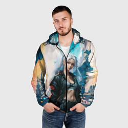 Ветровка с капюшоном мужская Боевая девушка, цвет: 3D-черный — фото 2