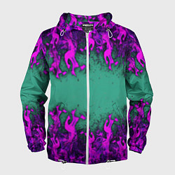 Ветровка с капюшоном мужская Фиолетовое пламя, цвет: 3D-белый