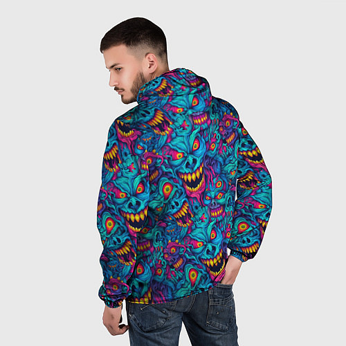 Мужская ветровка Неоновые монстры - graffiti art style pattern / 3D-Черный – фото 4