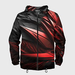 Ветровка с капюшоном мужская Объемные красные элементы, цвет: 3D-черный