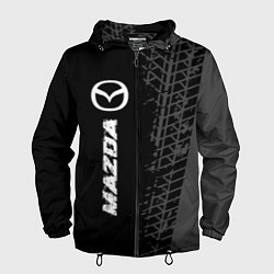 Ветровка с капюшоном мужская Mazda speed на темном фоне со следами шин: по-верт, цвет: 3D-черный