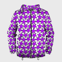 Ветровка с капюшоном мужская Ретро звёзды фиолетовые, цвет: 3D-черный