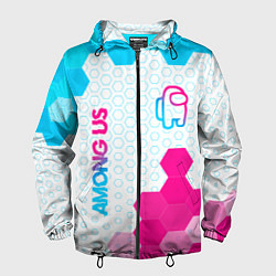 Мужская ветровка Among Us neon gradient style: надпись, символ